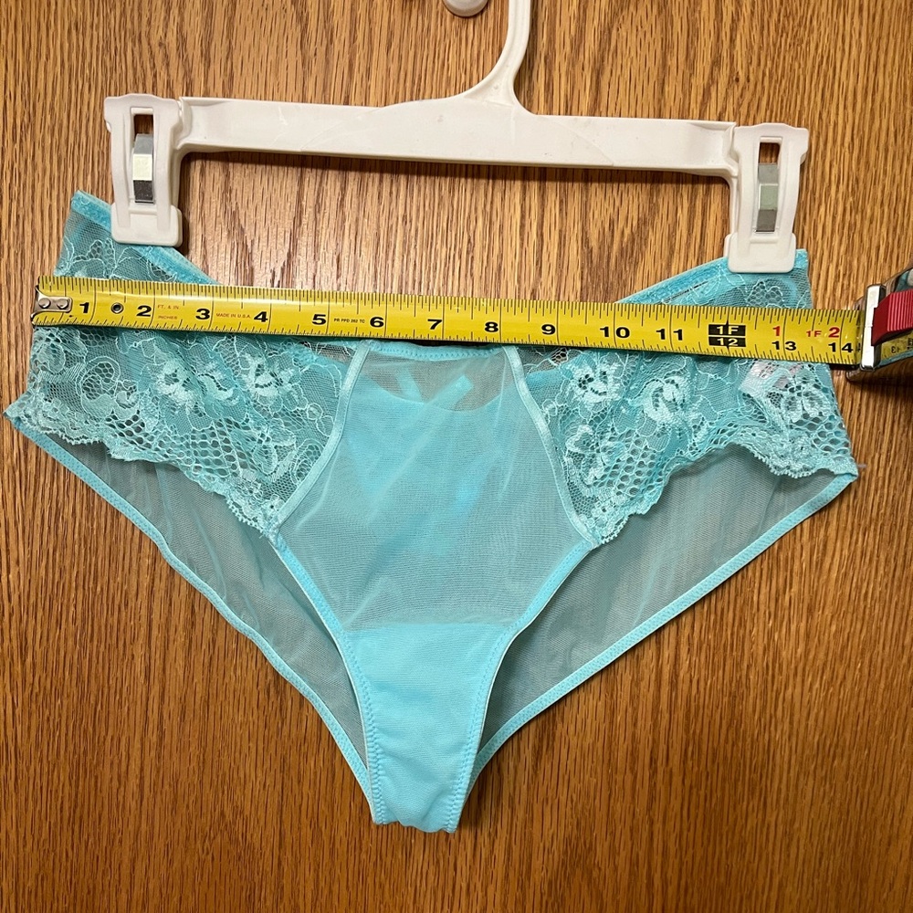 Victoria’s Secret Panty Light Blue Lace and Mesh w bow New without Tags